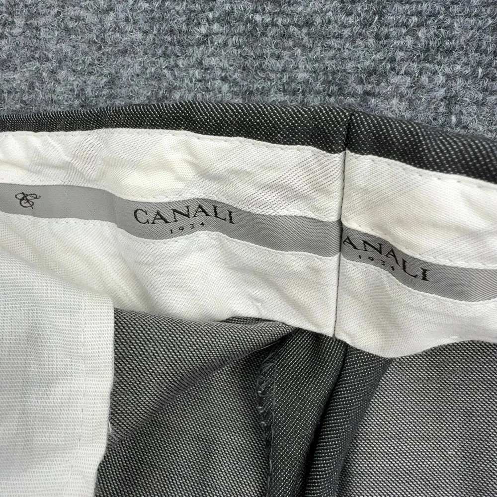 Canali Trousers Men 37 Gray Wool Pleated Dress Pants Luxury Formal Classic Style